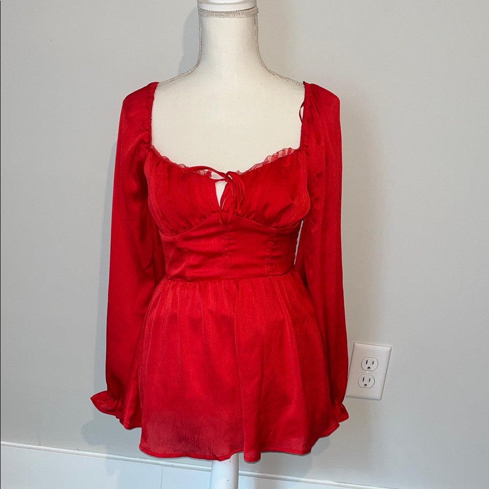 🆕 Valentine’s Day Day Night Longsleeve Red Mini dress with shorts